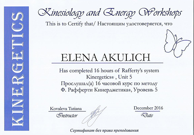 сертификат по кинерджетике